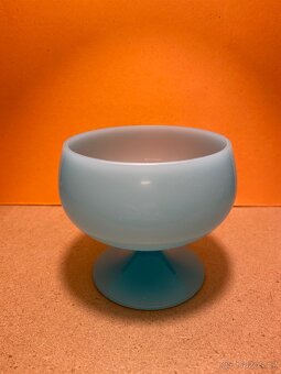 Modrobílá Opalová Skleněná Miska A Talíř - 6