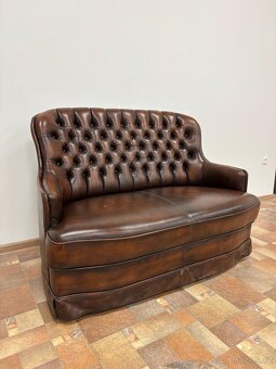 CHESTERFIELD ŠTÝL,DVOJFAREBNÁ KOŽENÁ 2+1+1 - 6