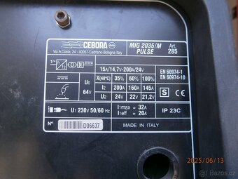 svářečka MIG CEBORA 2035/M invertor sound pulse - 6