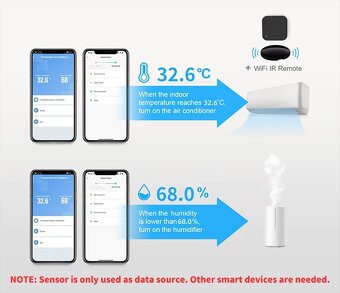 Teploměr, vlhkoměr, čidlo v reálném čase Tuya, USB 5V - 6