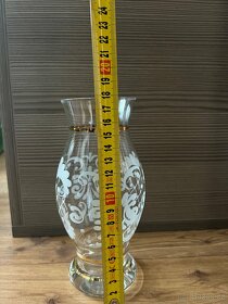 Skleněná váza s matovanými vzory zlacená Retro vintage - 6