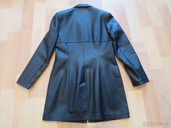 Dámský černý kožený kabát - 6