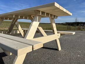 Pivní set, zahradní sezení, lavice stůl 190 cm bez nátěru - 6