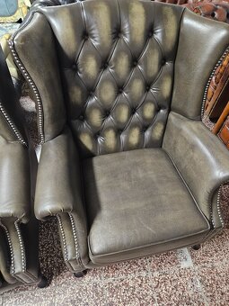 CHESTERFIELD ŠTÝL,NOVÁ KOŽENÁ SEDAČKA DVOJFAREBNÁ - 6