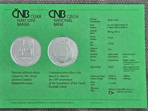 Stříbrná mince 2001 200 Kč Český fotbalový svaz PROOF - 6