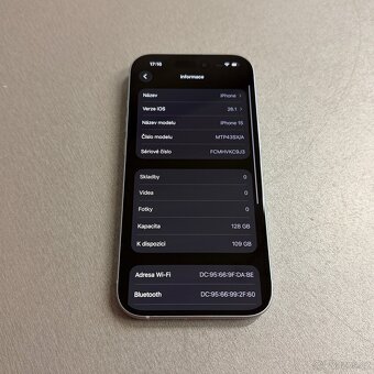 Zánovní iPhone 15 128GB modrý, bez škrábance, 100% baterie - 6