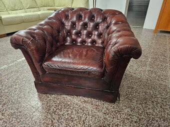 CHESTERFIELD ŠTÝL,SEDAČKA KOŽENÁ DVOJFAREBNÁ,NEROZŤAHOVACIA - 6
