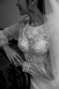 👰🏼♀️Svatební Saty + závoj + spodnice + kozesinové bolerko - 6