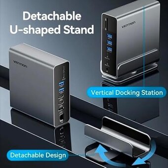 Dokovací stanice 15 v 1 USB C HUB MST Vertikální USB top - 6