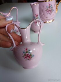 Růžový porcelán set květinový - 6