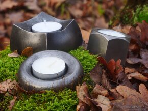 svícen na čajovou svíčku ocelový kovaný, různé druhy - 6