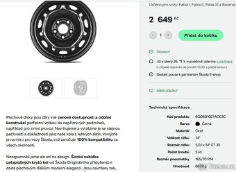 disky s pneu 14" FABIA ROOMSTER POLO - 6