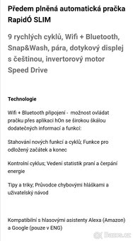 Prodám pračku CANDY RO41274DWMCT/1-S, Telč - 6