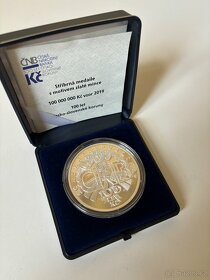 Stříbrná medaile 100 let koruny, s motivem zlaté mince - 6