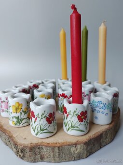 Vintage roztomilý porcelánový svícení s květinovým dekorem - 6