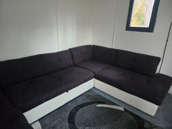 Prodej sedací rozkládací soupravy koženka a látka - 6