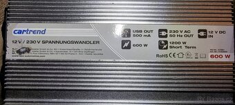 Měnič napětí 12V 600/1200W do 50km dovezu zdarma - 6
