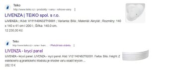 NOVÉ - TEIKO LIVENZA - rohová vana a krycí panel - 6