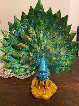 Dekor Ornament Figurky Pryskyřice Retro Green Peacock - 6
