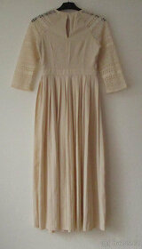 Dámské midi šaty béžové krajkové plisované S 36 - 6