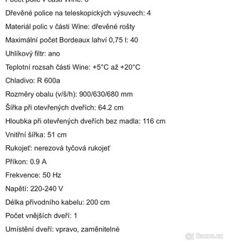 Prodam Lednicku na vino - vinoteku - 6