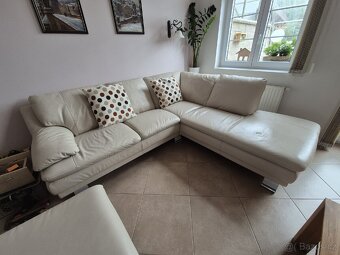 Kožená krémová sedačka - 6