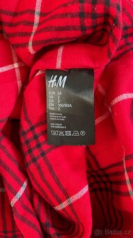 Červená kostkovaná košile H&M vel.34 100%bavlna - 6