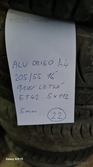 ORIG ALU AUDI A4,5X112 - 205/55/16 91W ET 42 LETNÍ Č - 22 - 6