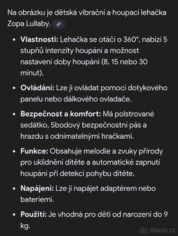 Dětská vibrační a houpací lehačka Zopa Lullaby - 6