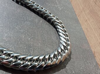 NOVÝ robustní náhrdelník Shiny CUBAN Silver Steel š.19 mm - 6