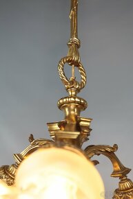 Malý starožitný lustr ze zlaceného bronzu - 6
