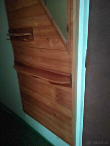 Předsíňová stěna,přírodní lakované dřevo se zrcadlem  174x70 - 6