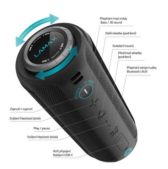 Přenosný reproduktor LAMAX Sounder2 Max černý TWS 50W Záruka - 6