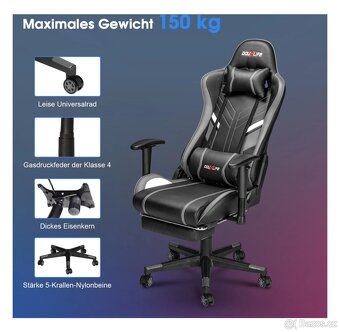 Herní kancelářská židle masážní ergonomická s opěradlem - 6