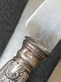 6x starožitný postříbřený nůž 21 cm, Francie - 6