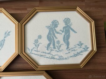 5x vyšívané obrázky (ruční práce), křížková výšivka - 6
