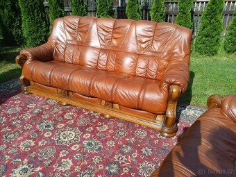 Kožená rustikální sedací souprava 3 - 2 - 1 .TOP STAV . - 6