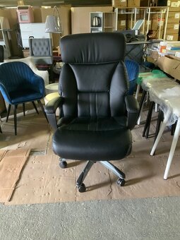 Kancelářská židle, otočná židle s područkami, umělá kůže - 6