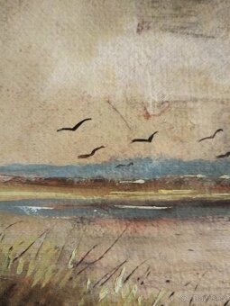 obraz NAD RYBNÍKEM, olej, sign. Trinkmoc - 6