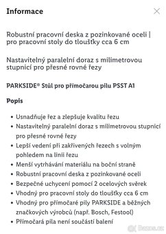 Stůl pro přímočarou pilu Parkside - 6