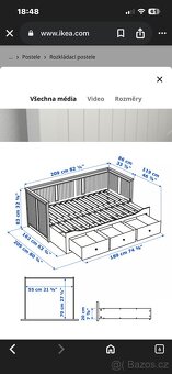 Rozkládací postel IKEA s úložným prostorem na peřiny - 6