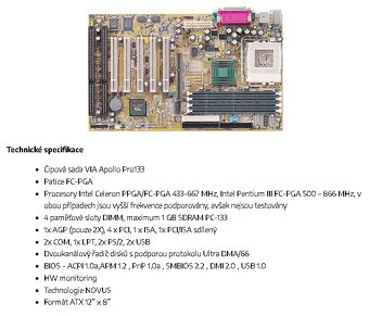 Deska FIC FA13 rok 1999 (socket 370) + GPU + 32MB SDRAM. - 6