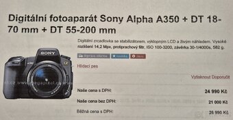Digitální fotoaparát Sony Alpha A 350 příslušenství - 6