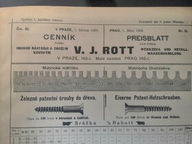Ceník V. J. ROTT Praha rok:1909 - 6