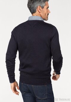 TOMMY HILFIGER PÁNSKÝ NAVY SLIM V NECK SVETR L 🤩💪🏽 - 6