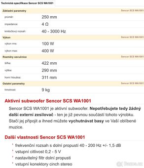 Subwoofer Sencor - 6