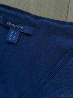 Tmavě modrý bavlněný svetr do V Gant, vel. L - 6