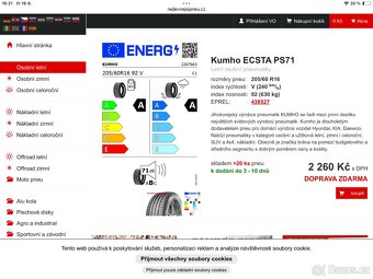 4 ks letní pneumatiky Kumho ECSTA PS71 205/60 r 16 92 V - 6
