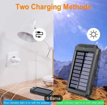 Solární powerbanka / nabíječka, 7000mAh, 5V / 2 x 2.1A- NOVÁ - 6