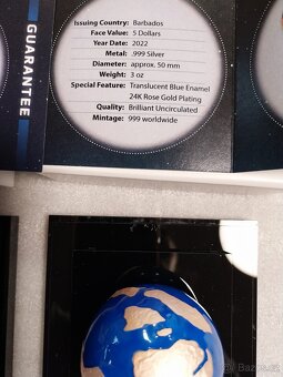 2x 3oz mince Blue Marble,  planeta Země 2022 Barbados - 6